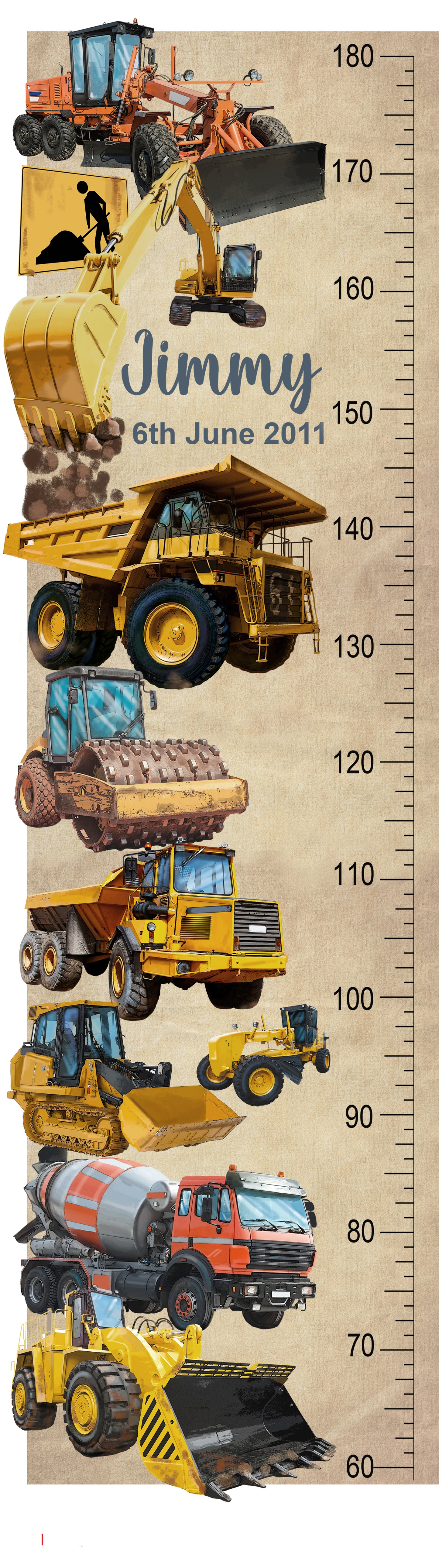 Construction height chart cut out - Fabric Wall Sticker (Copy)