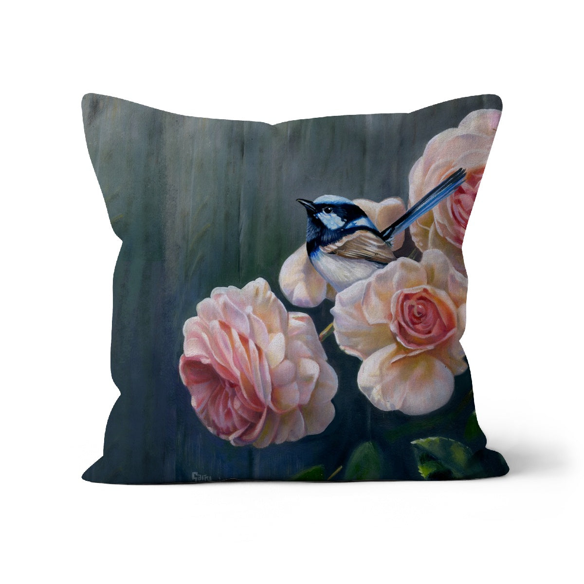 Wren and Cottage Rose Cushion