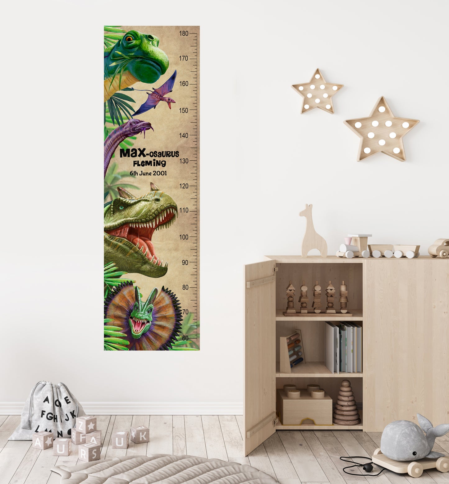 Dinosaur Height Chart (Close Up) - Fabric Wall Sticker