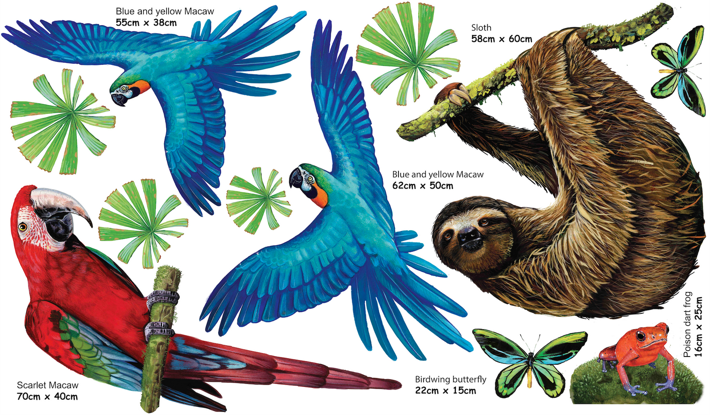 Sloth and Macaw - Fabric Wall Sticker
