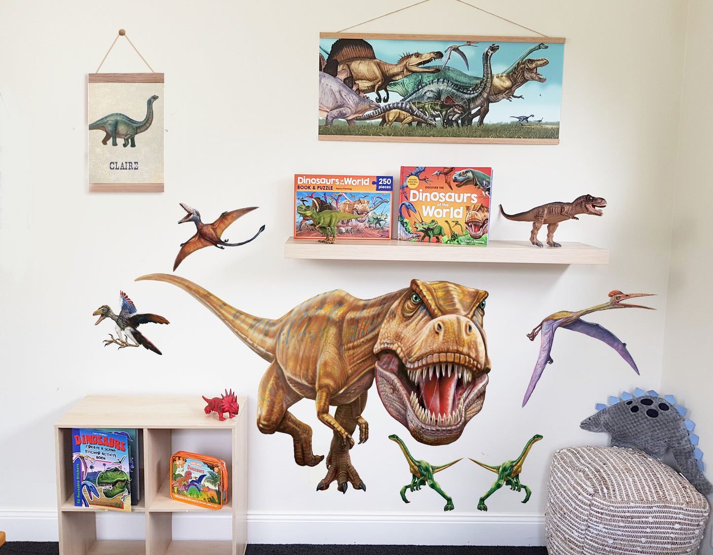 T Rex Charge - Fabric Wall Sticker