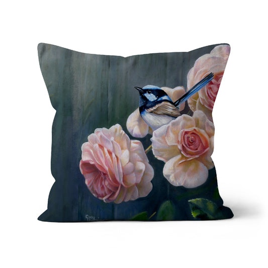 Wren and Cottage Rose Cushion