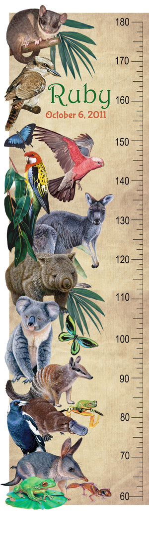 Open image in slideshow, Australian Creatures- height chart removable fabric sticker
