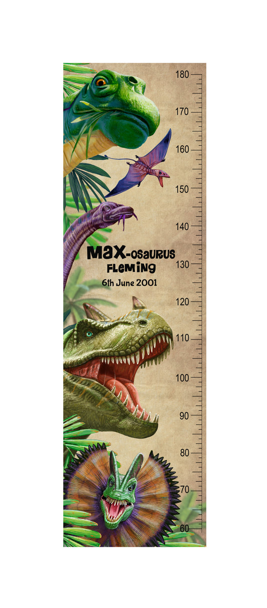 Dinosaur Height Chart (Close Up) - Fabric Wall Sticker